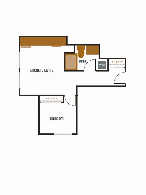 a floor plan of a house with an open floor plan with a bedroom and a